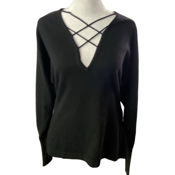 Vtg SCOTCH HOUSE Women Pullover Cashmere Sweater Long Sleeve Sz M Black 79-20 - Picture 1 of 16